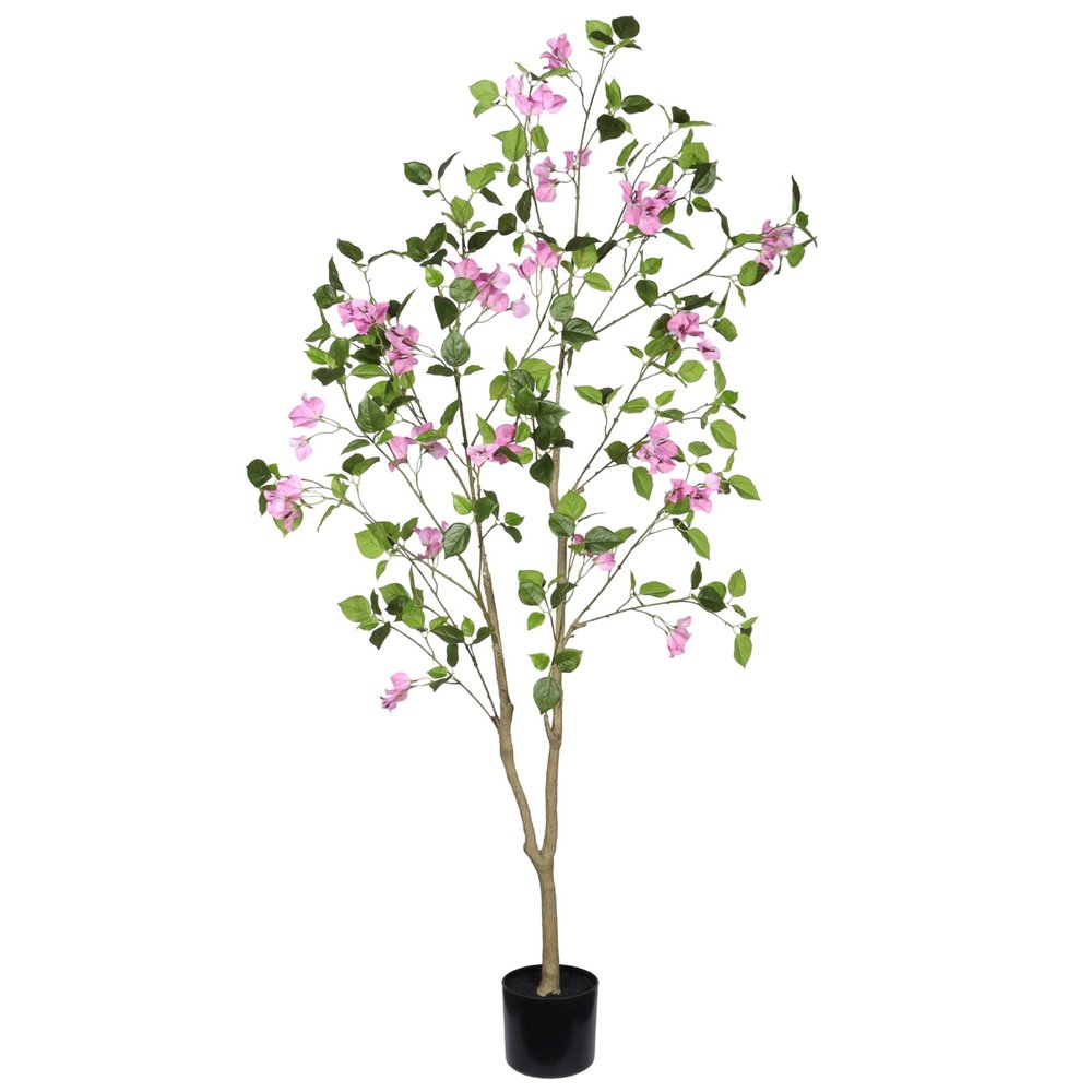 60" Pink Artificial Flowering Tree In Round Black Pot