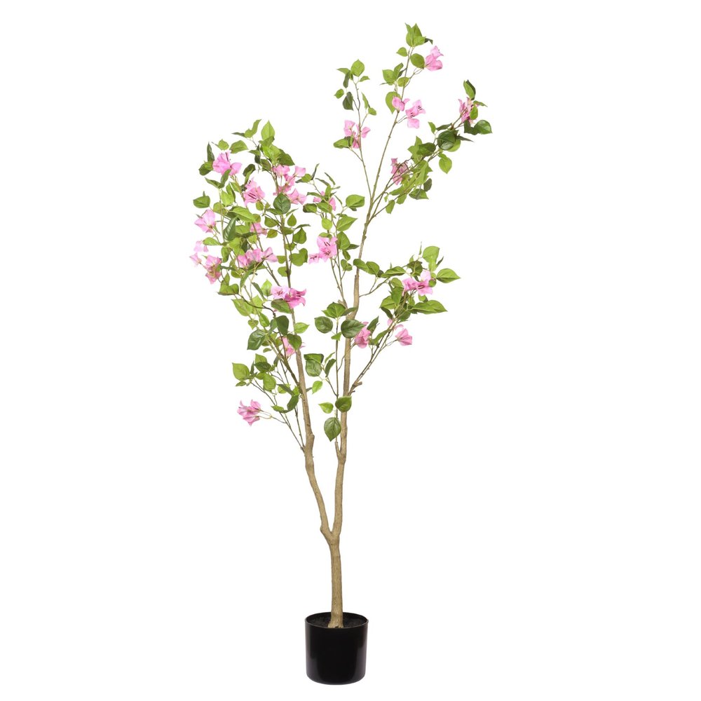 60" Pink Artificial Flowering Tree In Round Black Pot