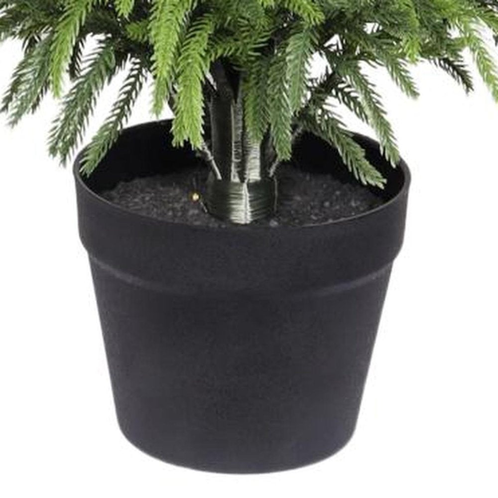 Set of Two 60" Green Artificial Pine Tree In Round Black Pot