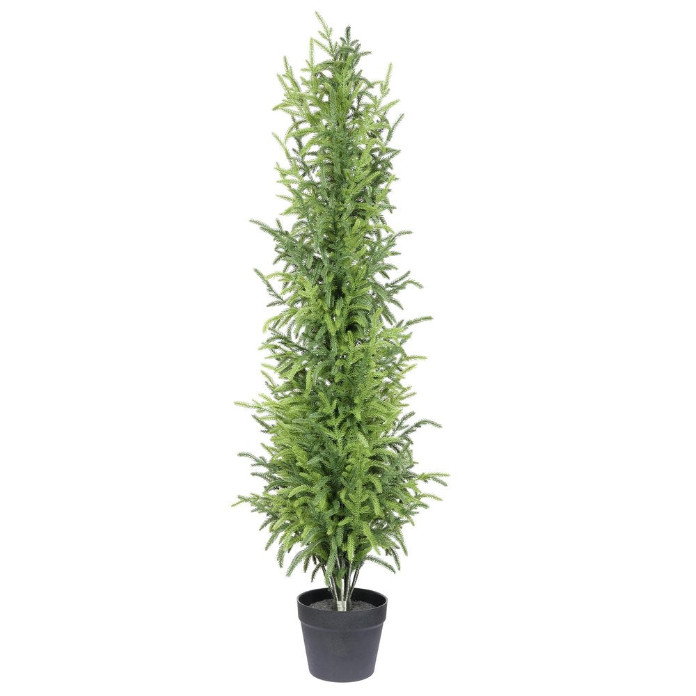 48" Green Artificial Pine Tree In Round Black Pot