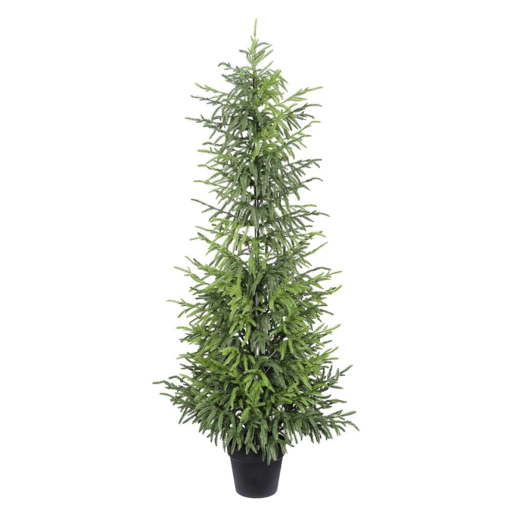 48" Green Artificial Pine Tree In Round Black Pot