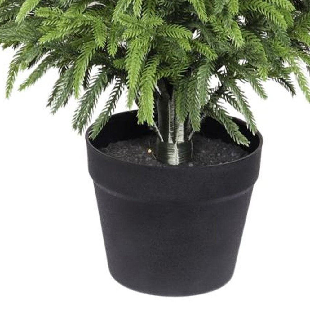 60" Green Artificial Pine Tree In Round Black Pot