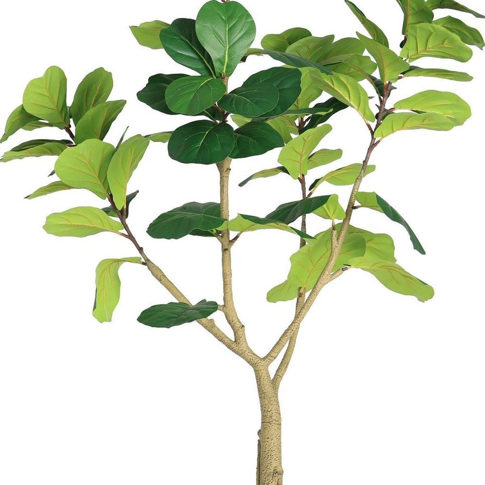 72" Green Artificial Fiddle Leaf Tree In Round Black Pot