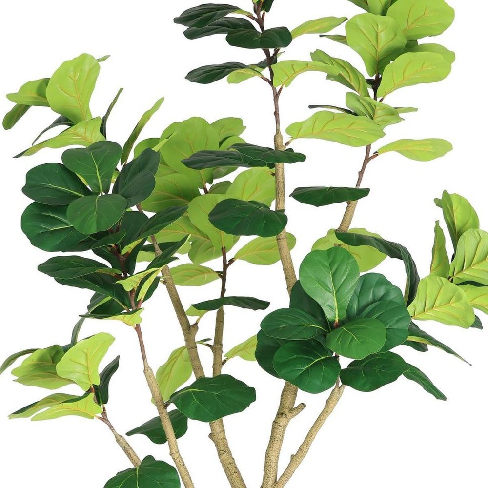84" Green Artificial Fiddle Leaf Tree In Round Black Pot