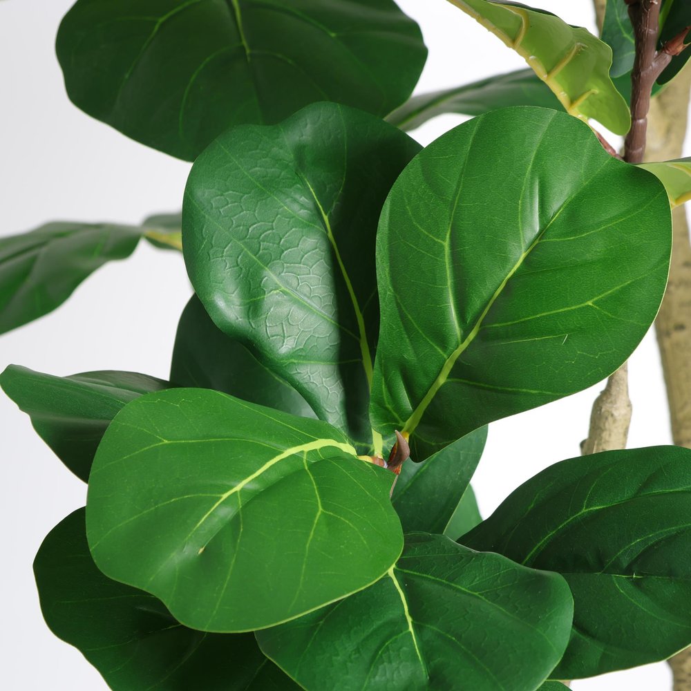 84" Green Artificial Fiddle Leaf Tree In Round Black Pot