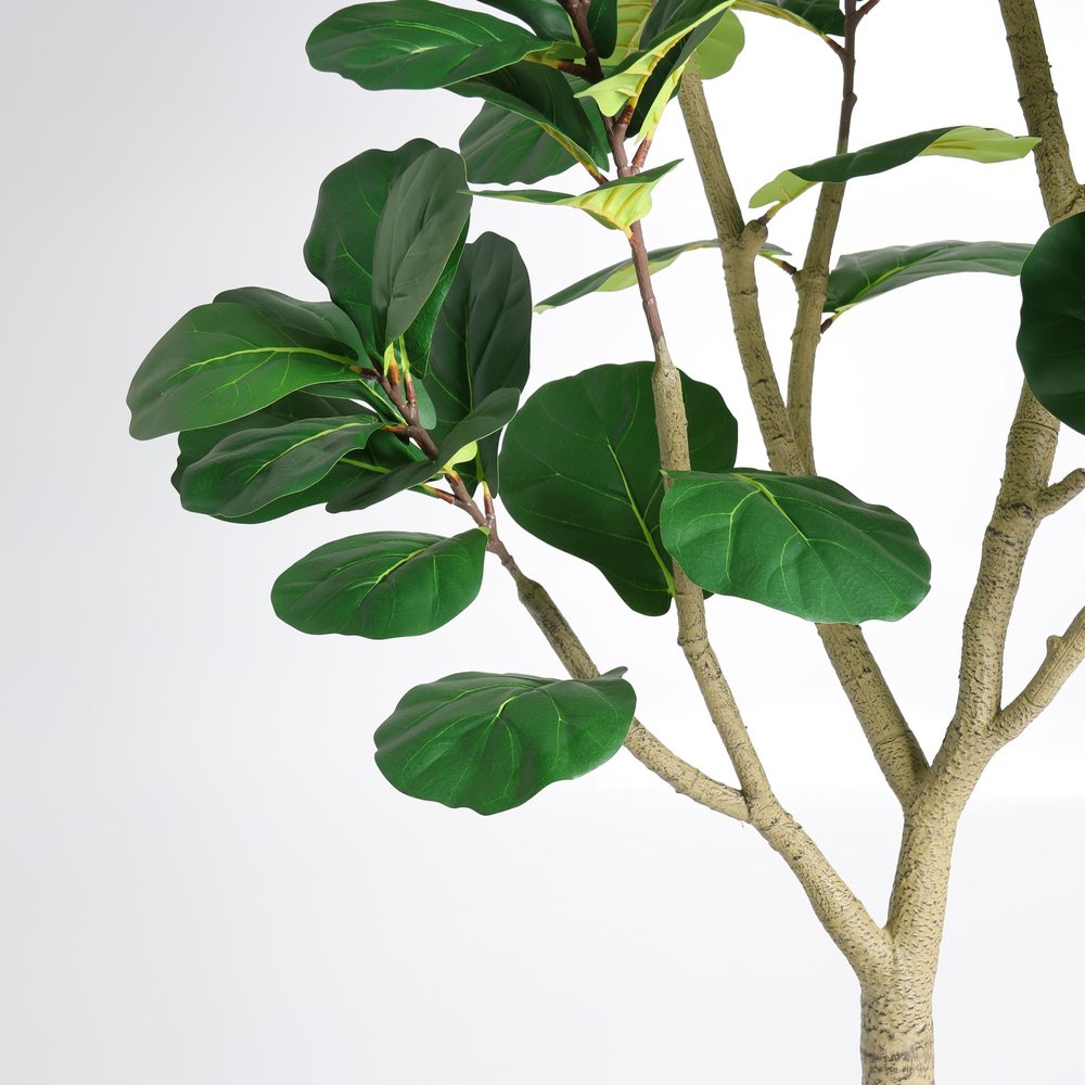 84" Green Artificial Fiddle Leaf Tree In Round Black Pot