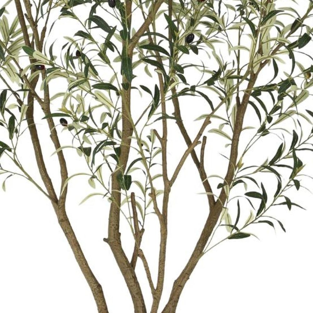 96" Green Artificial Olive Tree In Round White Planter