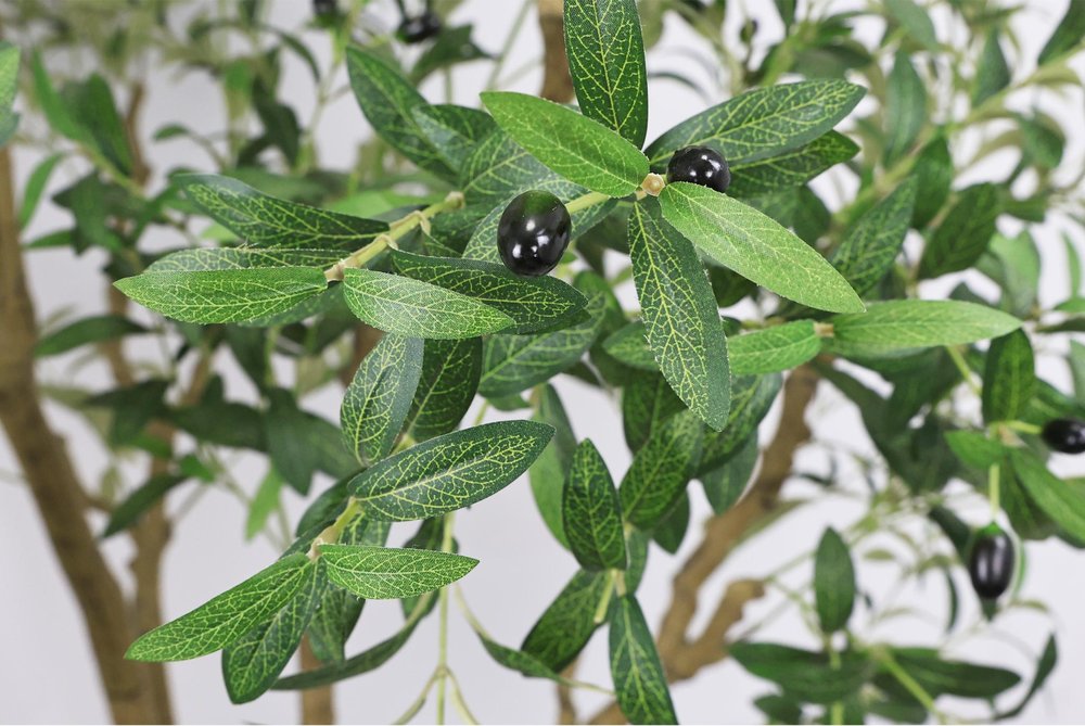 96" Green Artificial Olive Tree In Round Black Planter
