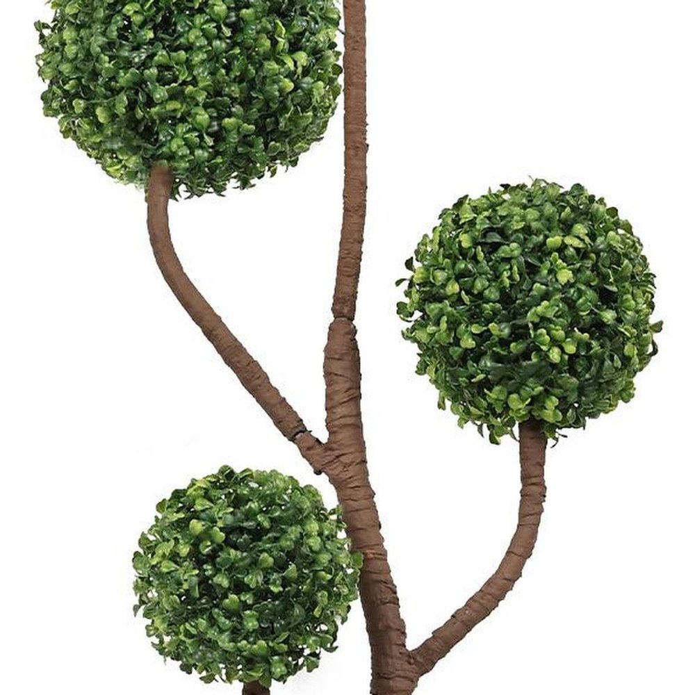 48" Green Artificial Boxwood Tree In Round Black Pot