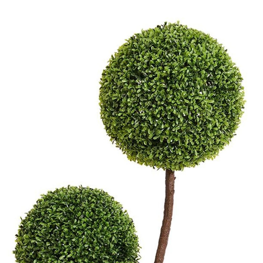 60" Green Artificial Boxwood Tree In Round Black Planter