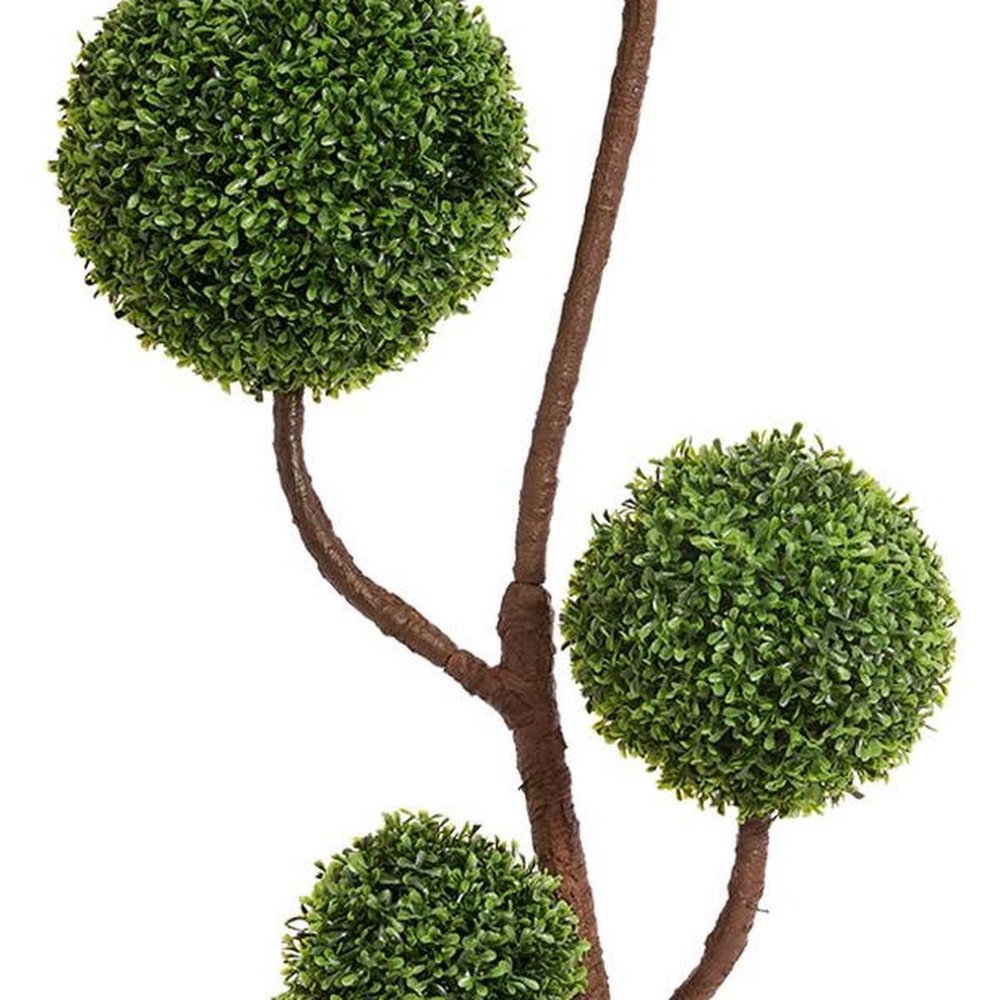 60" Green Artificial Boxwood Tree In Round Black Planter