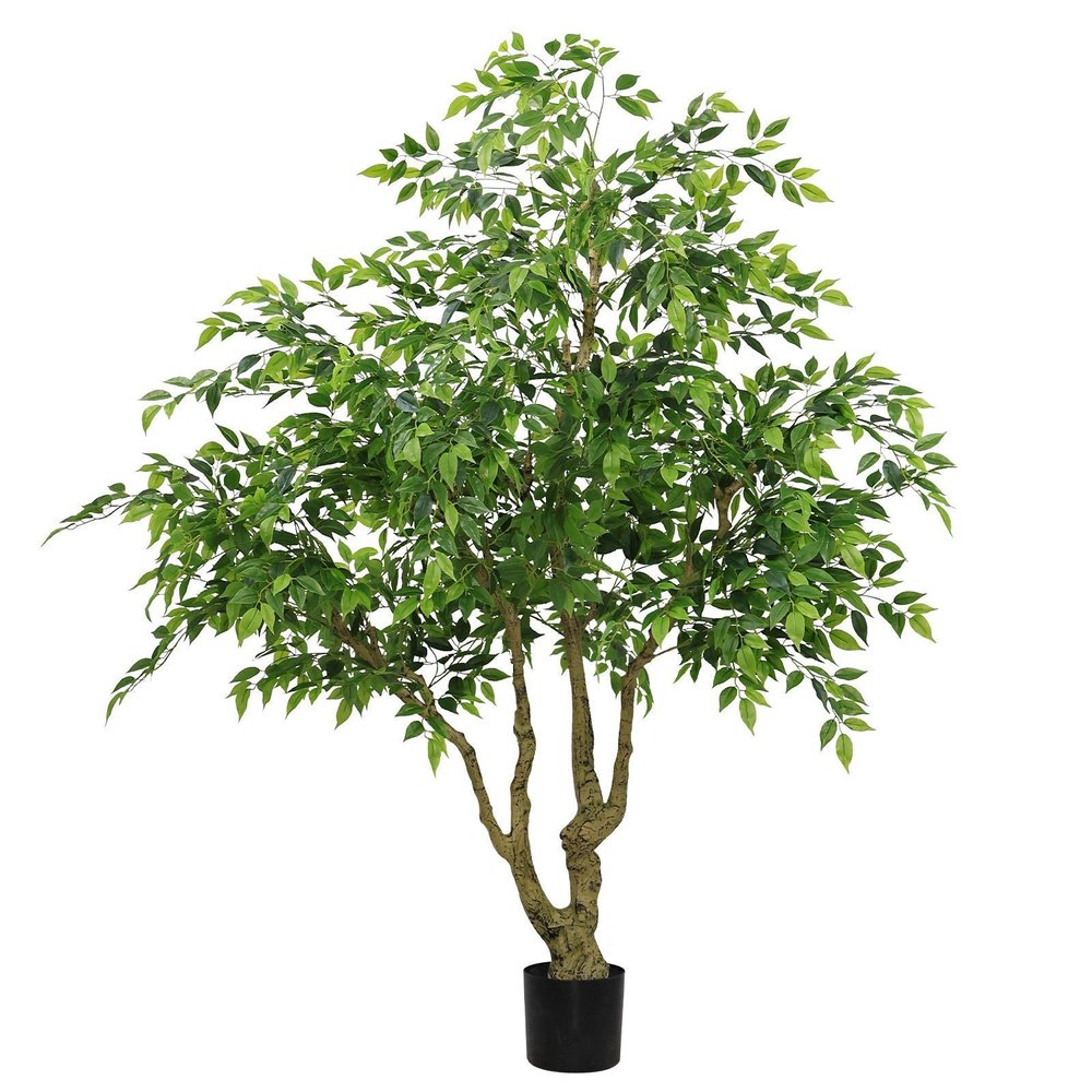 84" Green Artificial Ficus Tree In Round Black Pot