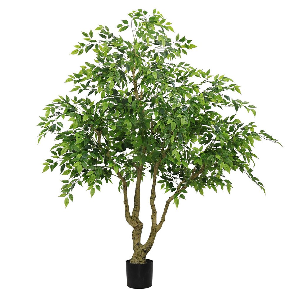 84" Green Artificial Ficus Tree In Round Black Pot