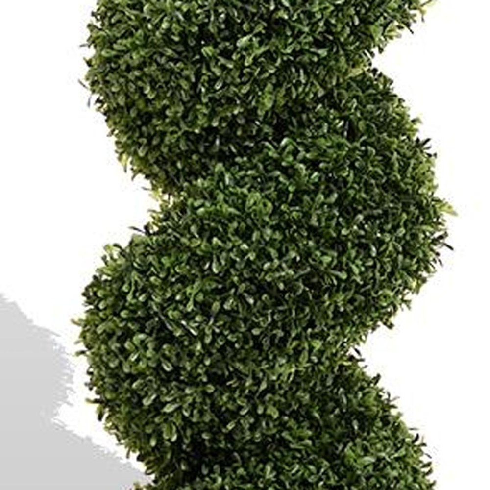 84" Green Artificial Boxwood Tree In Round Black Planter