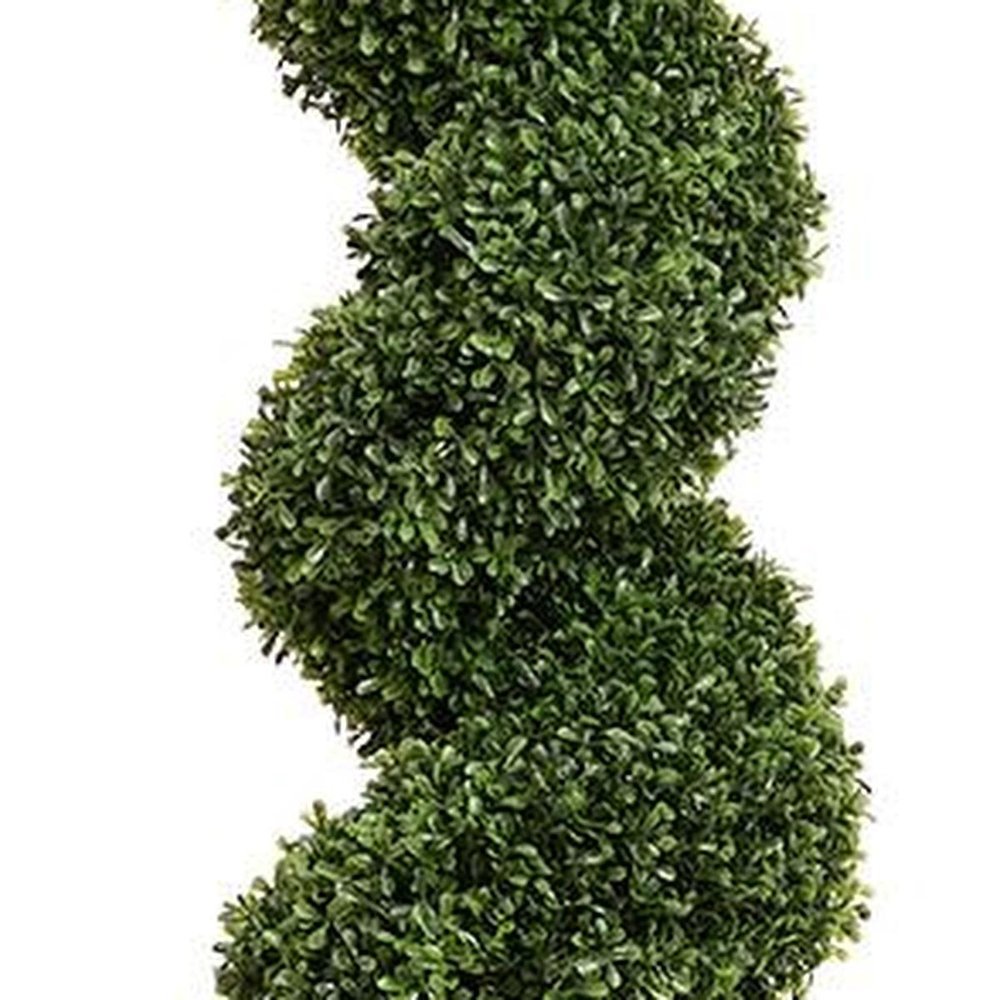 84" Green Artificial Boxwood Tree In Round Black Planter
