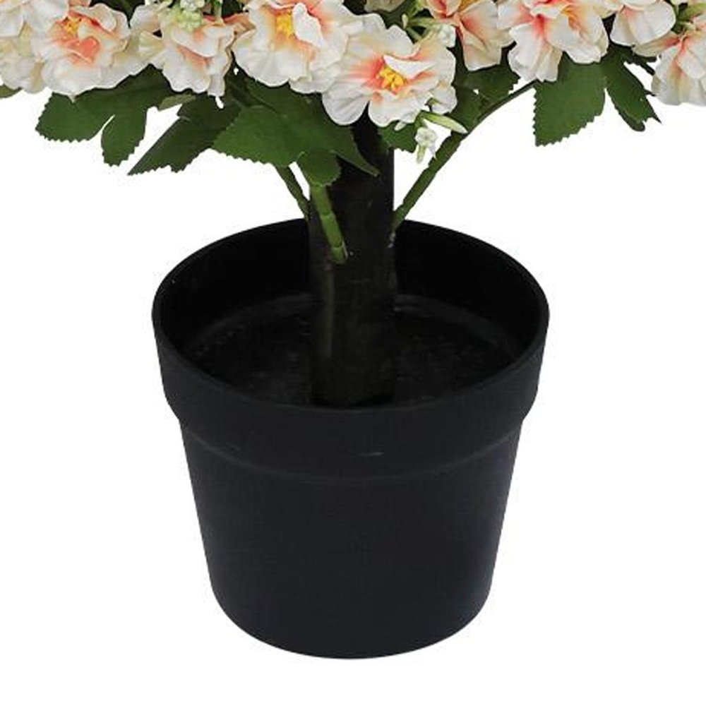Set of Two 24" Peach And Pink Artificial Flowering Tree In Round Black Pot
