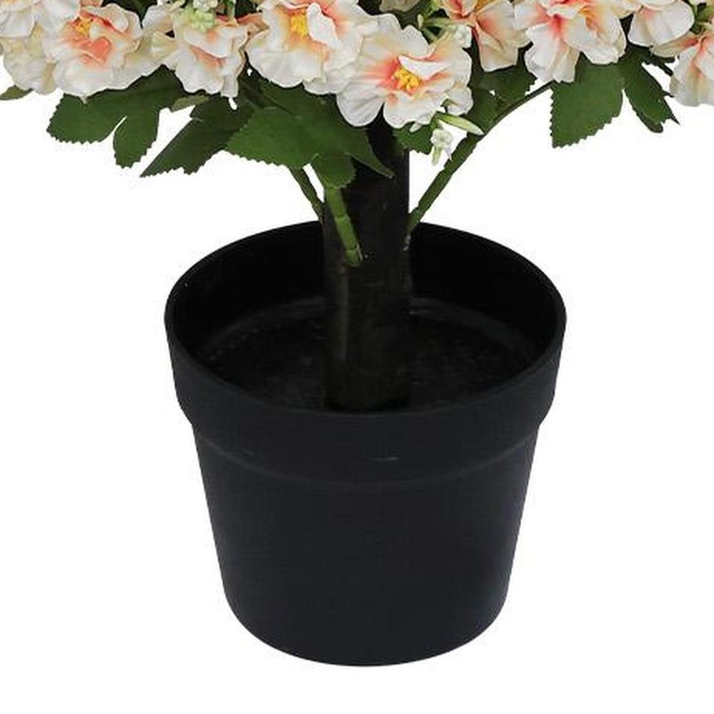 Set of Two 24" Peach And Pink Artificial Flowering Tree In Round Black Pot