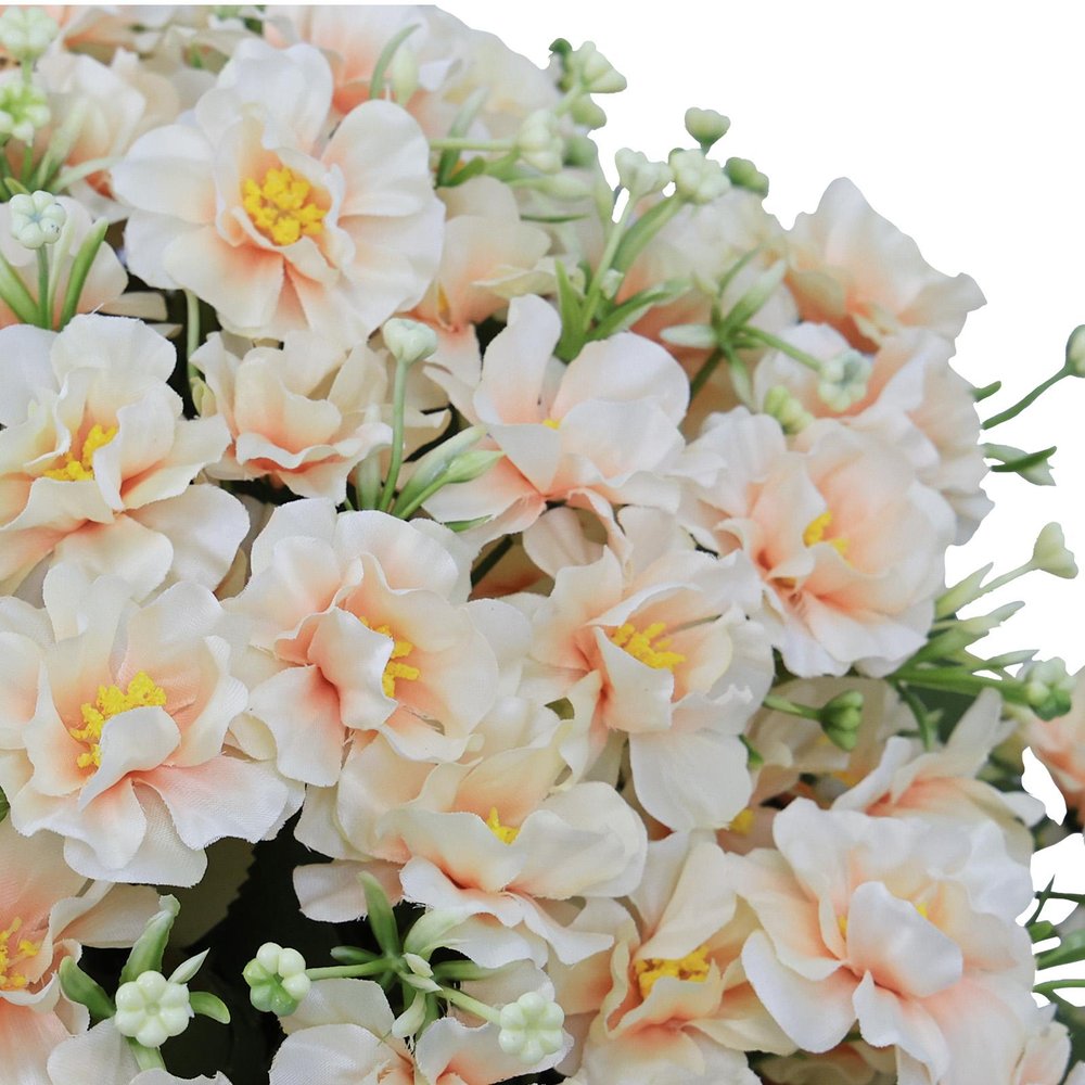 Set of Two 24" Peach And Pink Artificial Flowering Tree In Round Black Pot