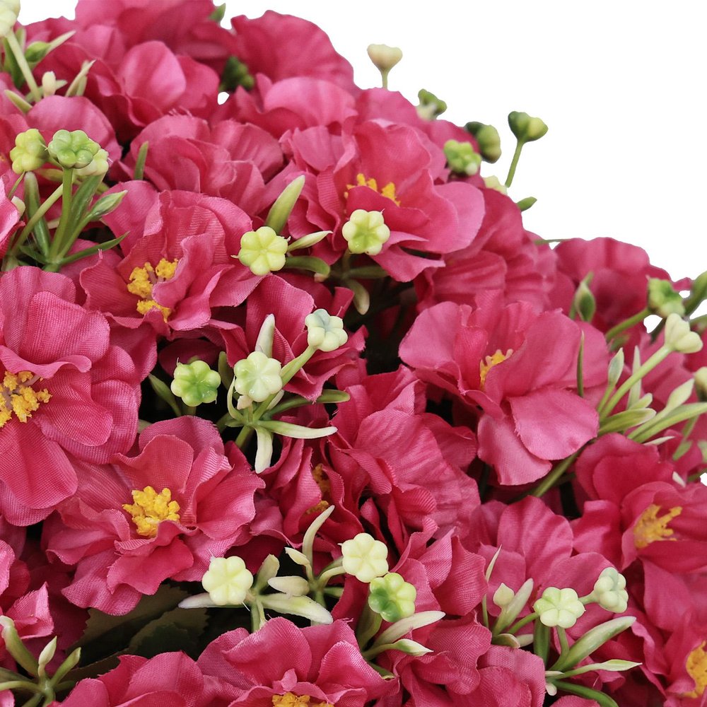 Set of Two 24" Red Artificial Flowering Tree In Round Black Pot