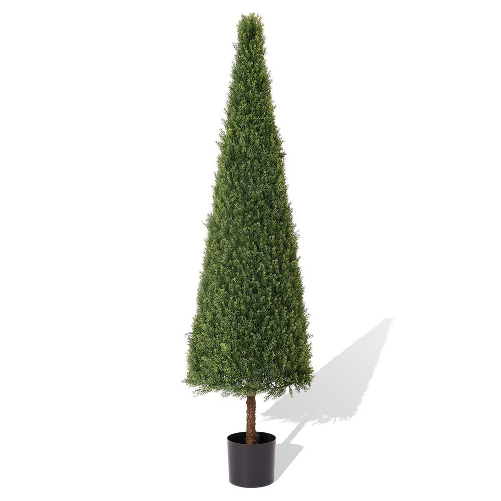 72" Green Artificial Cedar Tree In Round Black Planter