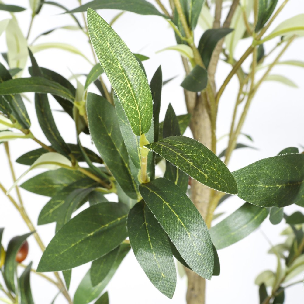 60" Green Artificial Olive Tree In Round Black Pot
