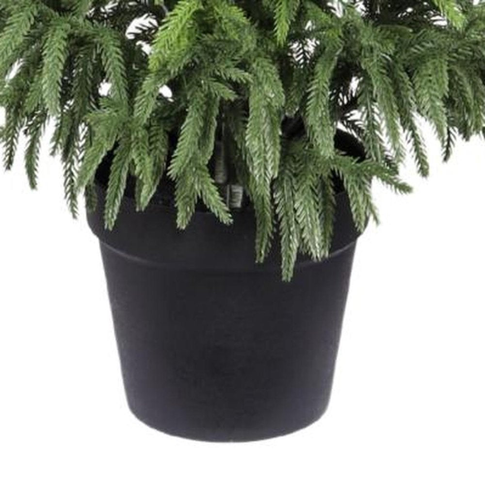 Set of Two 48" Green Artificial Pine Tree In Round Black Pot