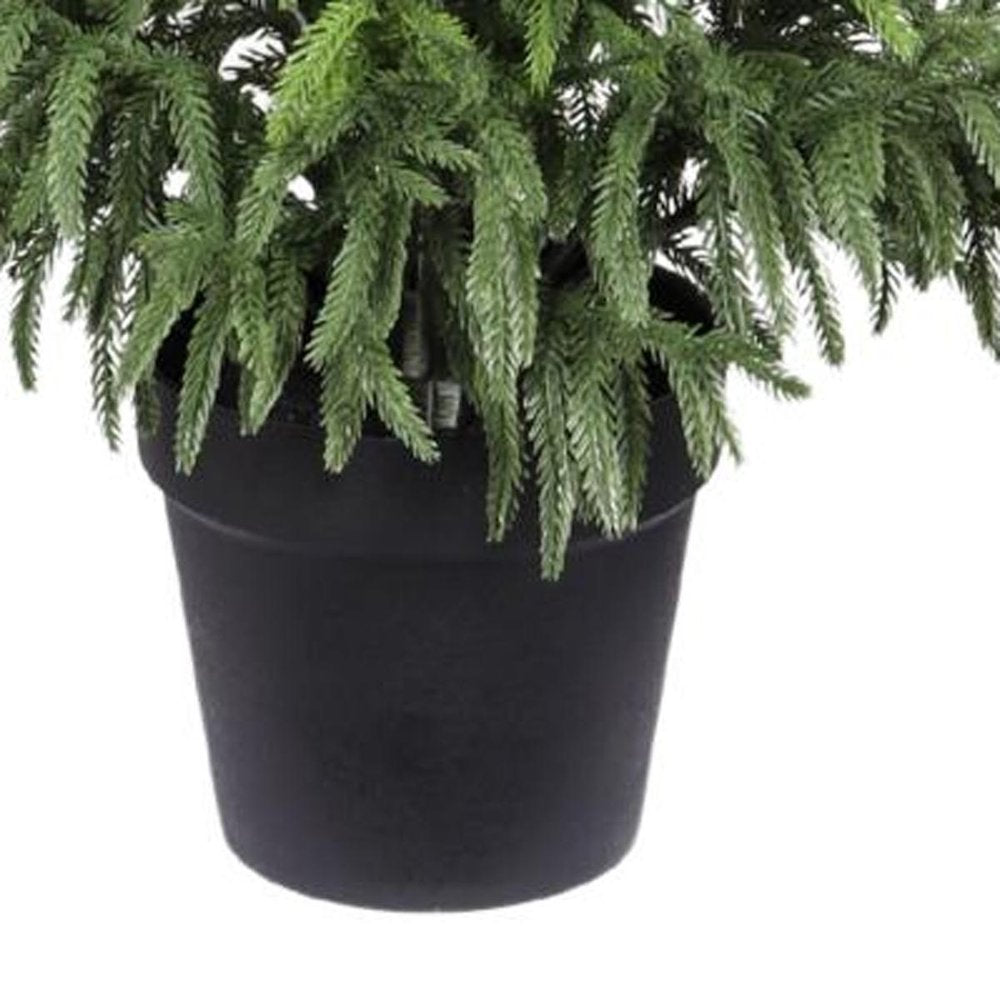 Set of Two 48" Green Artificial Pine Tree In Round Black Pot