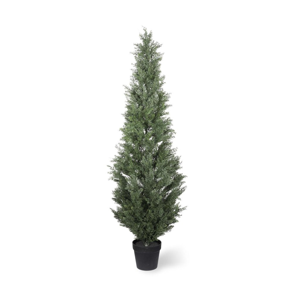 60" Green Artificial Cypress Tree In Round Black Pot