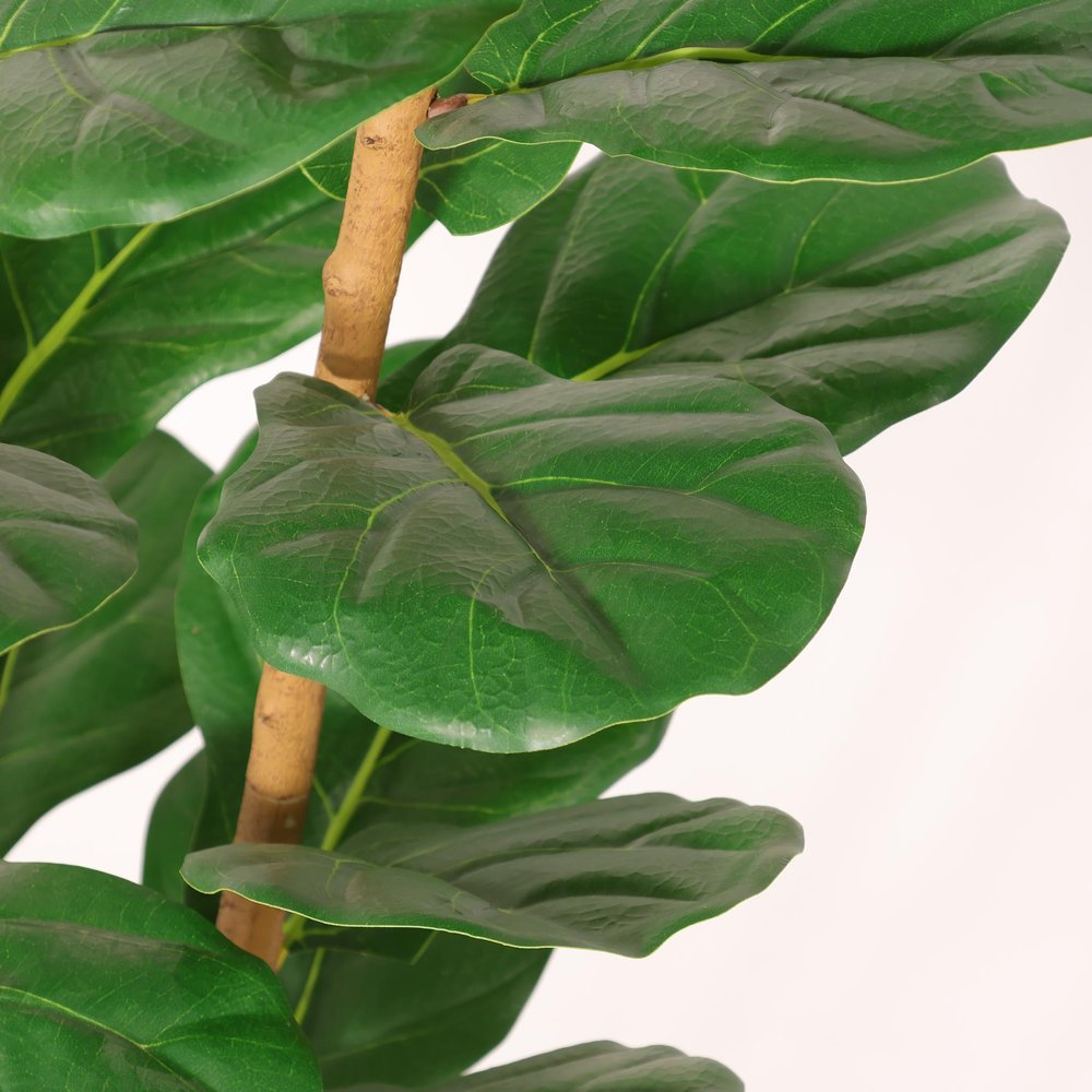 62" Green Artificial Fiddle Leaf Tree In Round White Pot