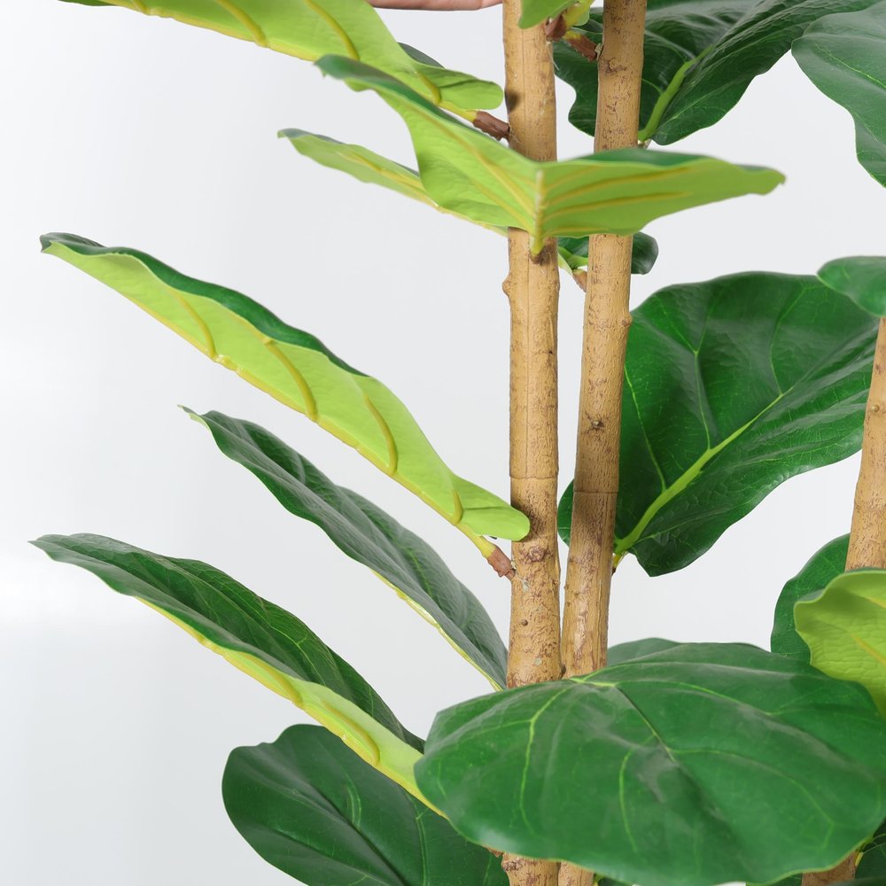62" Green Artificial Fiddle Leaf Tree In Round White Pot