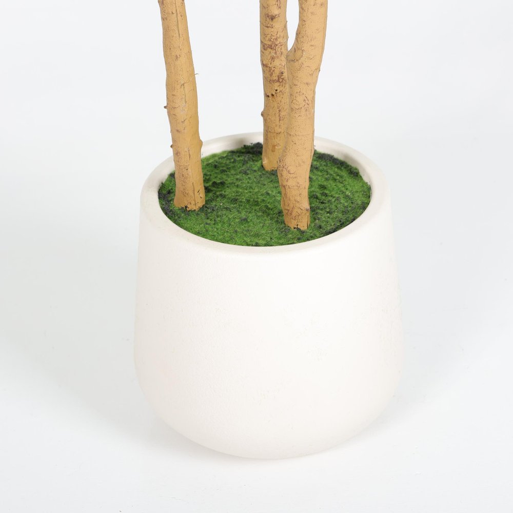 62" Green Artificial Fiddle Leaf Tree In Round White Pot