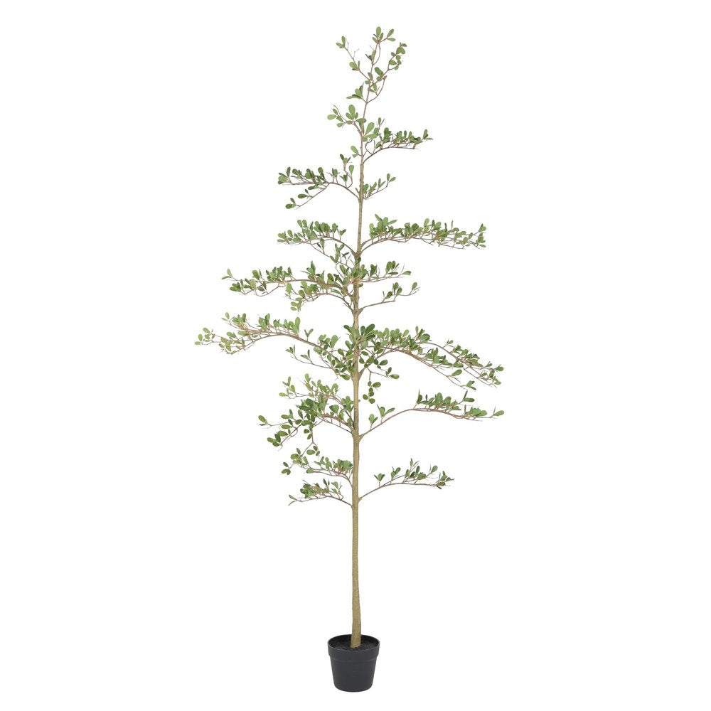 72" Green Artificial Olive Tree In Round Black Pot