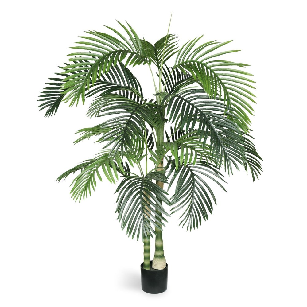 72" Green Artificial Palm Tree In Round Black Pot
