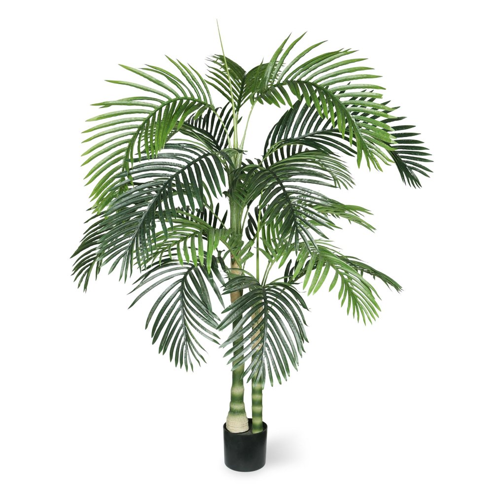72" Green Artificial Palm Tree In Round Black Pot