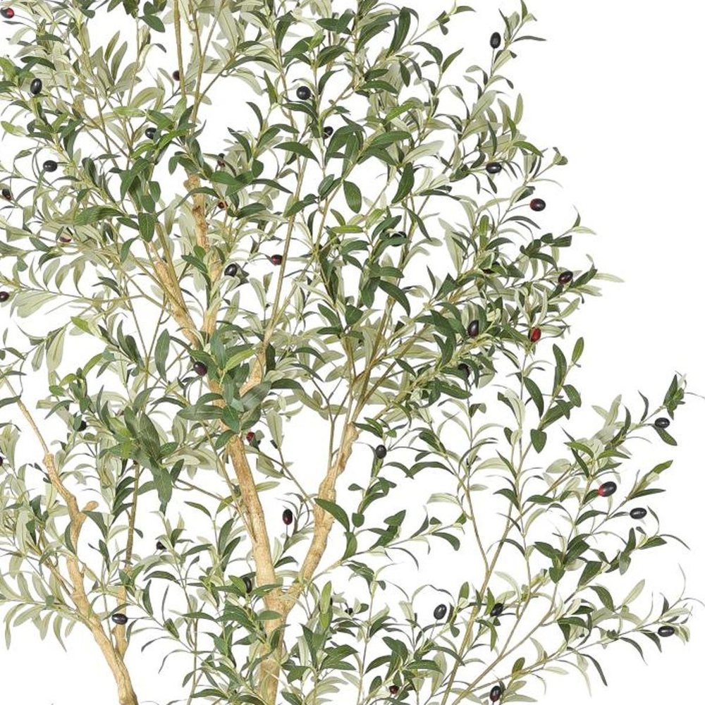 98" Green Artificial Olive Tree In Round White Pot