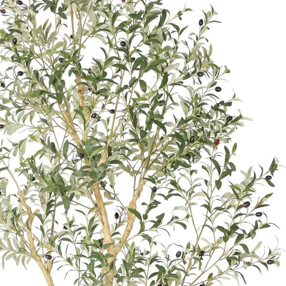 98" Green Artificial Olive Tree In Round White Pot
