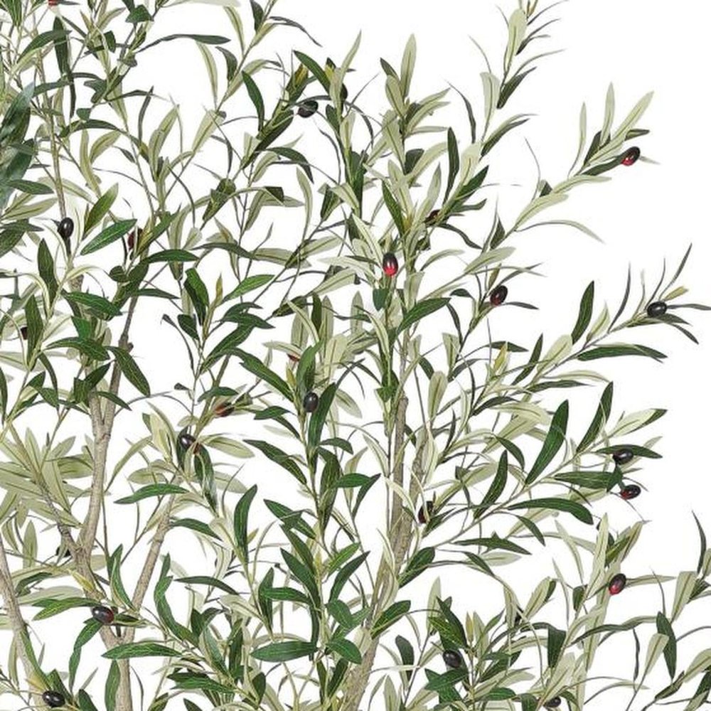 96" Green Artificial Olive Tree In Round White Pot