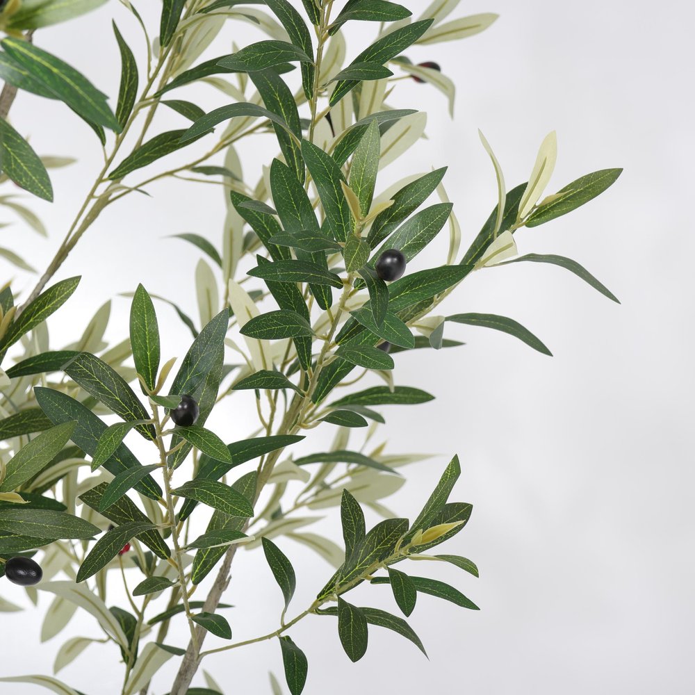 96" Green Artificial Olive Tree In Round White Pot