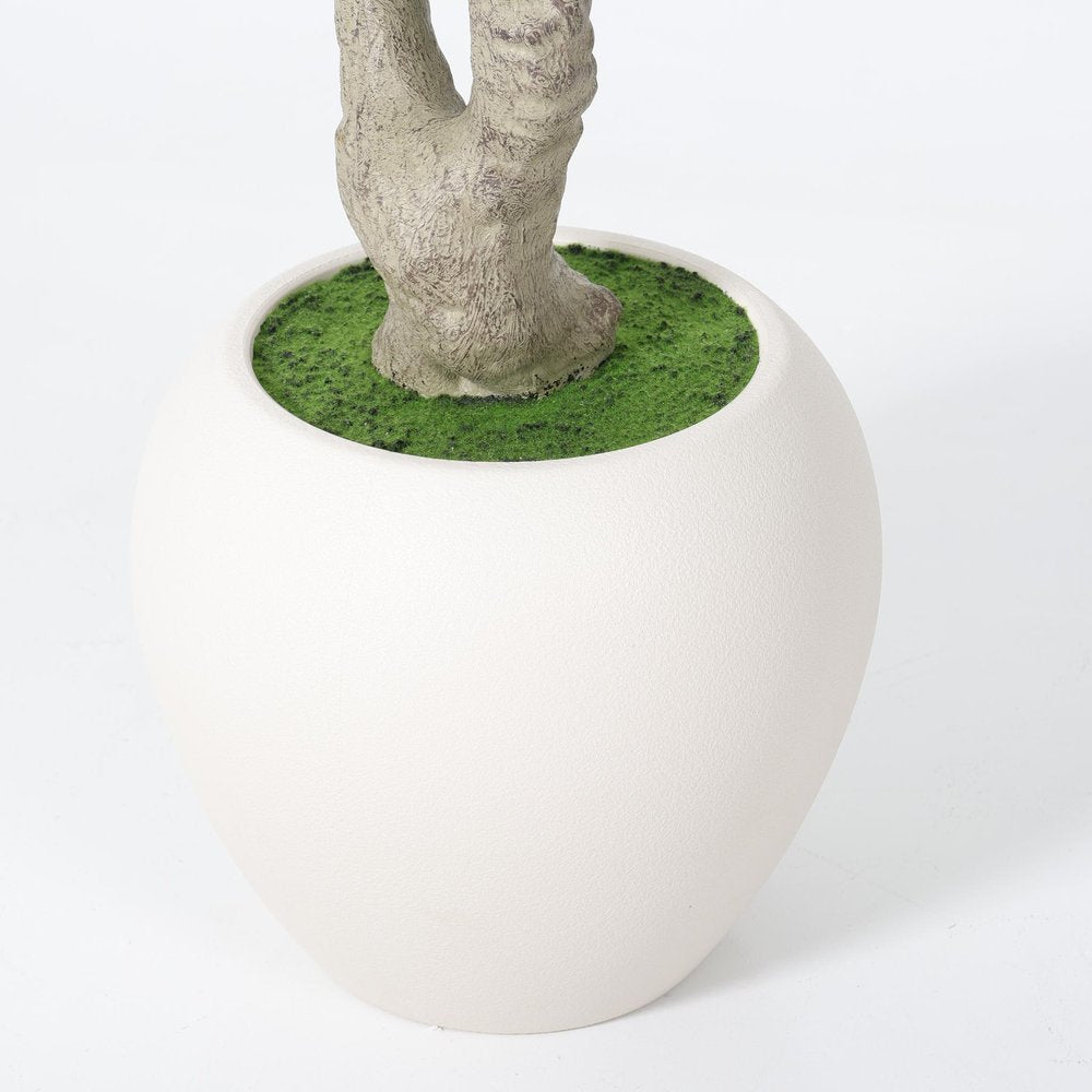 96" Green Artificial Olive Tree In Round White Pot