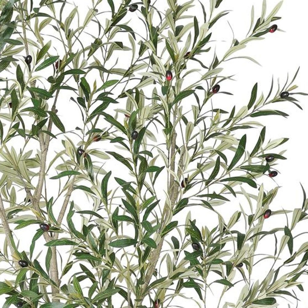 96" Green Artificial Olive Tree In Round White Pot