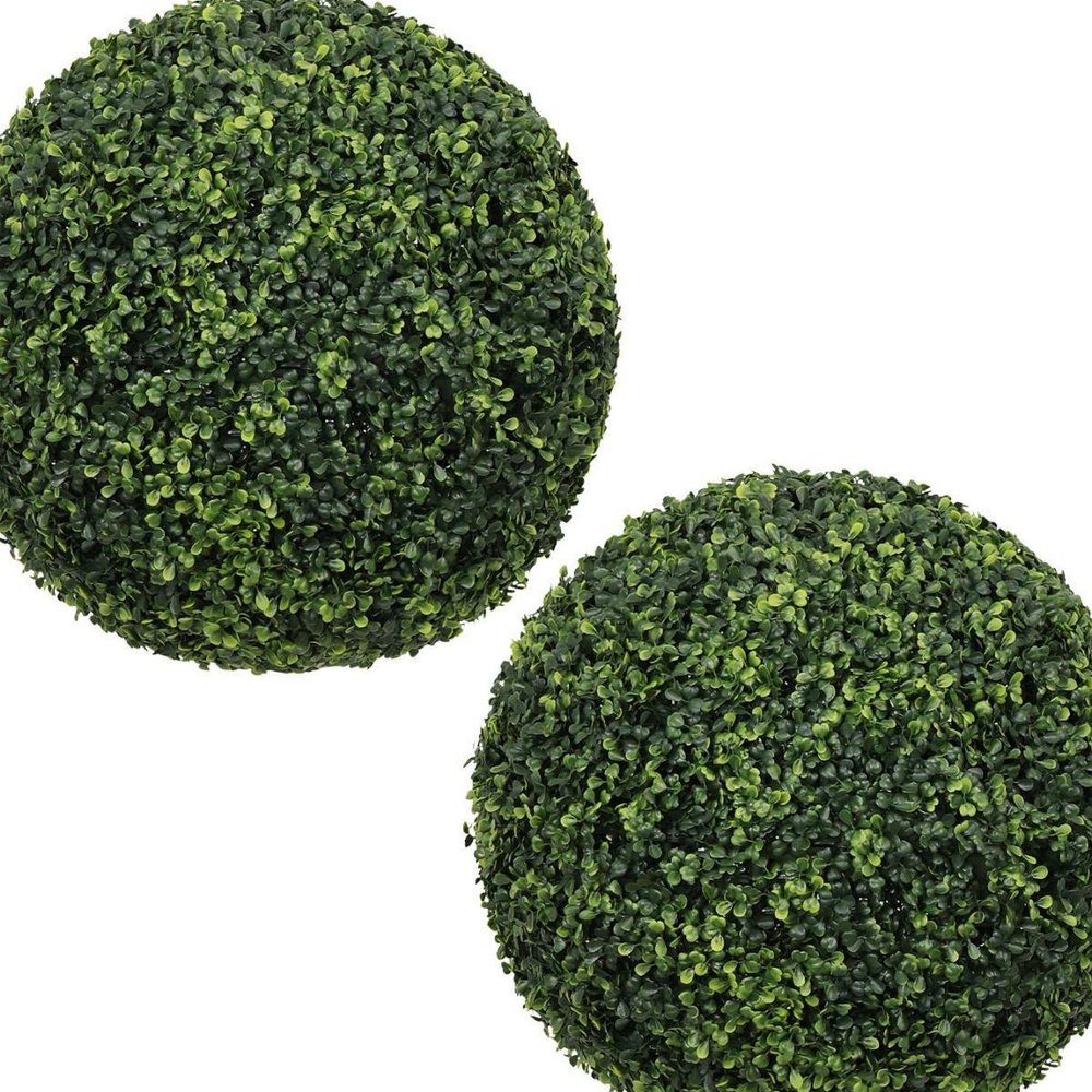 Set of Two 19" Dark Green Artificial Boxwood Tree