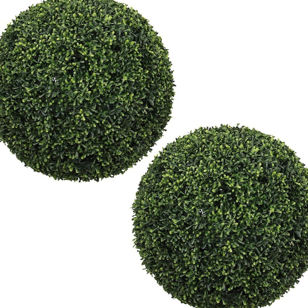 Set of Two 19" Green Artificial Boxwood Tree
