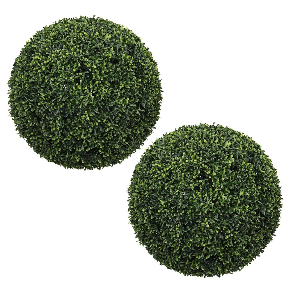 Set of Two 19" Green Artificial Boxwood Tree