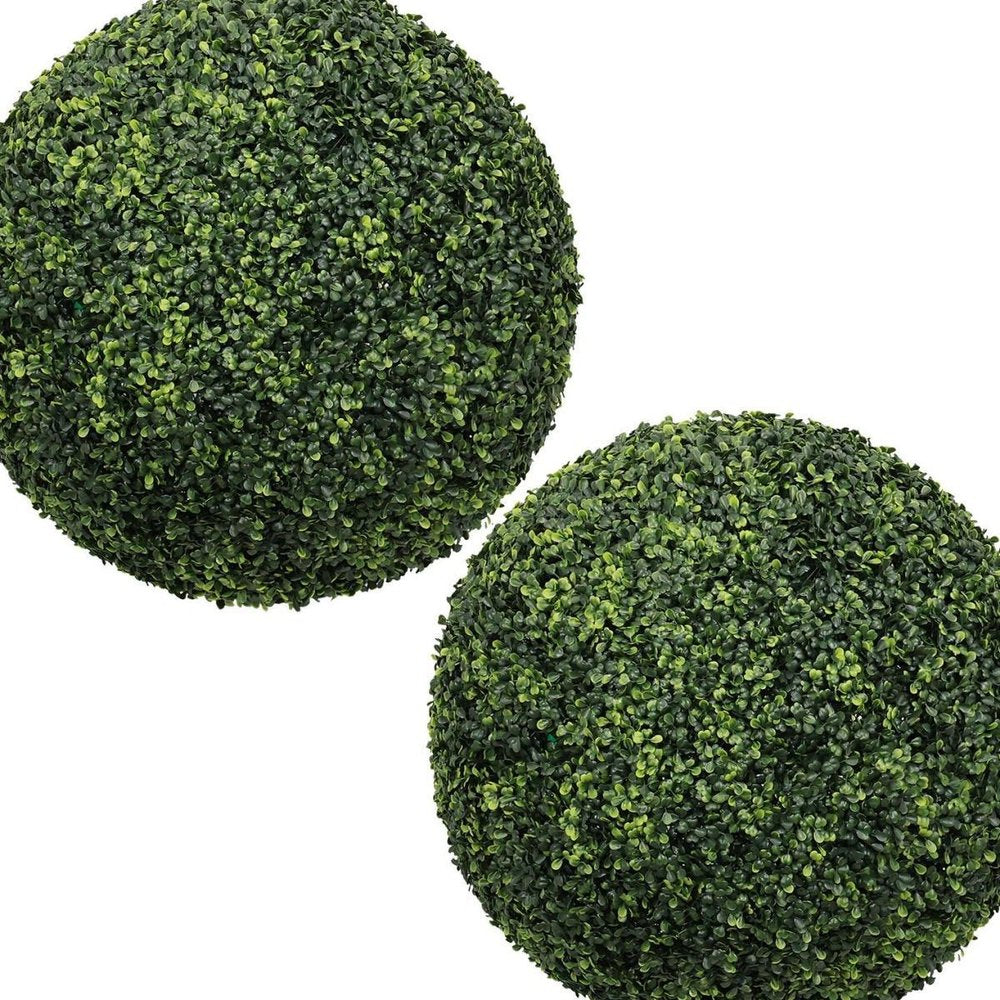 Set of Two 22" Dark Green Artificial Boxwood Tree