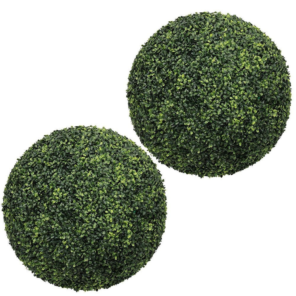 Set of Two 22" Dark Green Artificial Boxwood Tree