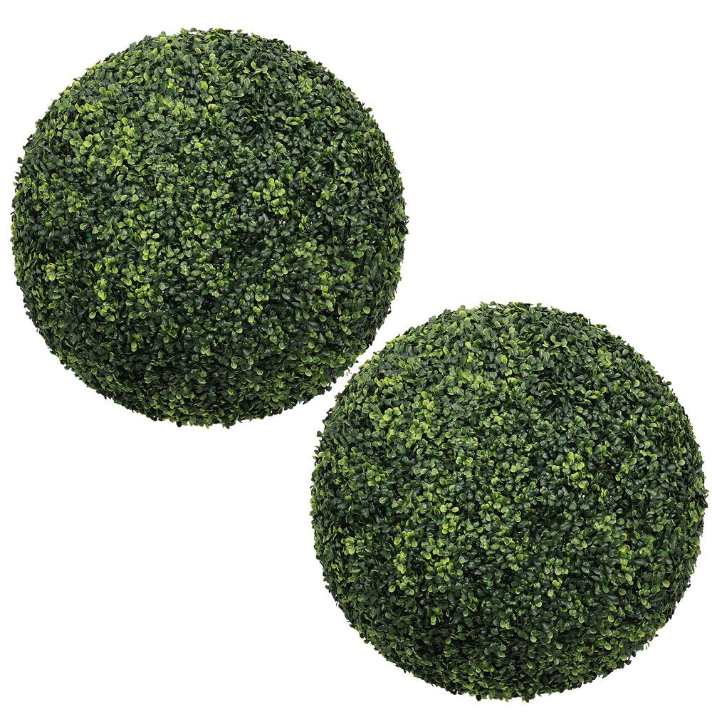 Set of Two 22" Dark Green Artificial Boxwood Tree