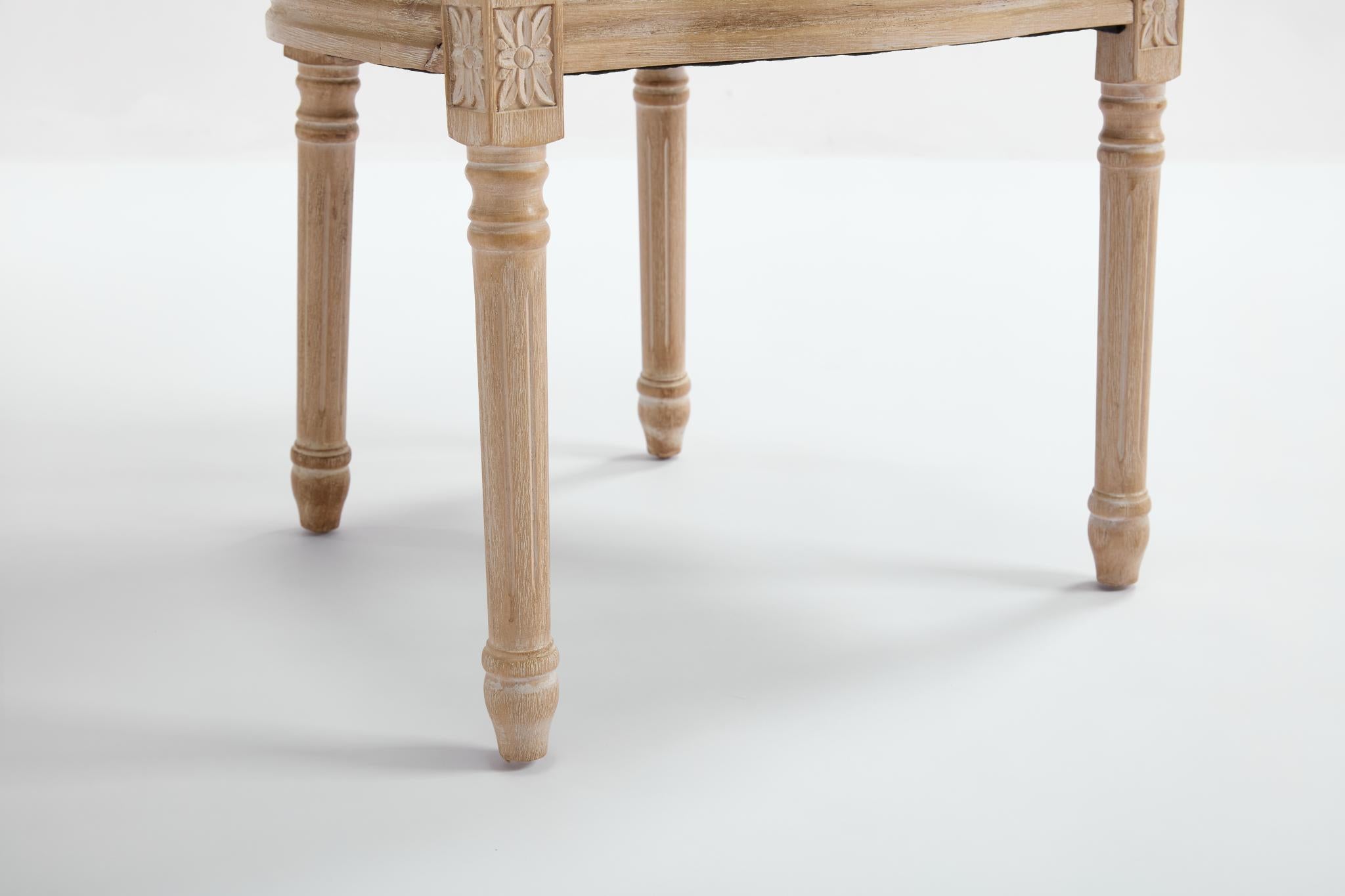 Set of Two Beige And Natural Linen And Solid Wood Dining Side Chairs