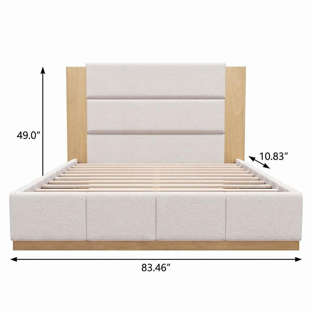 Natural Solid Wood Queen Bed Frame