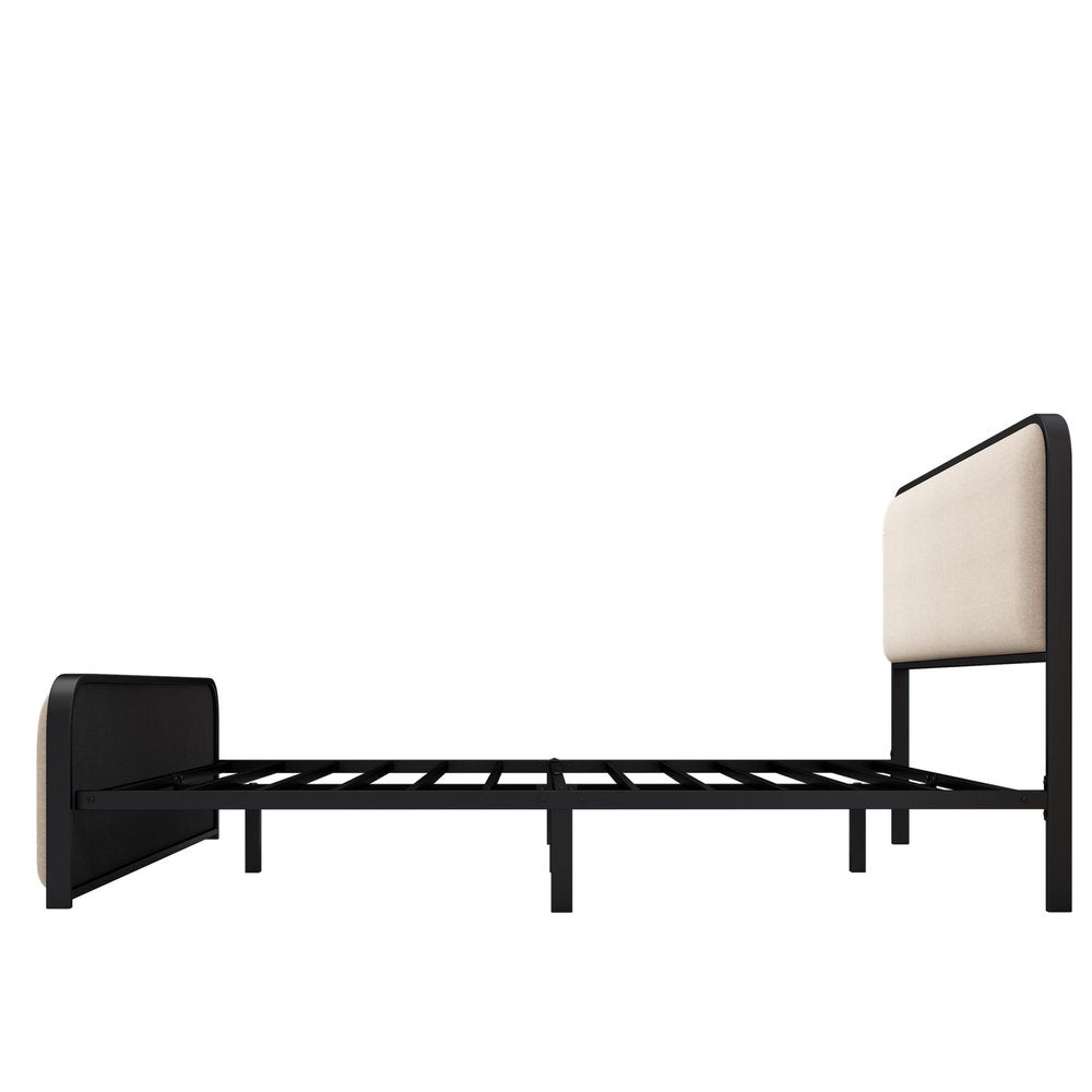 Beige Metal Queen Bed Frame