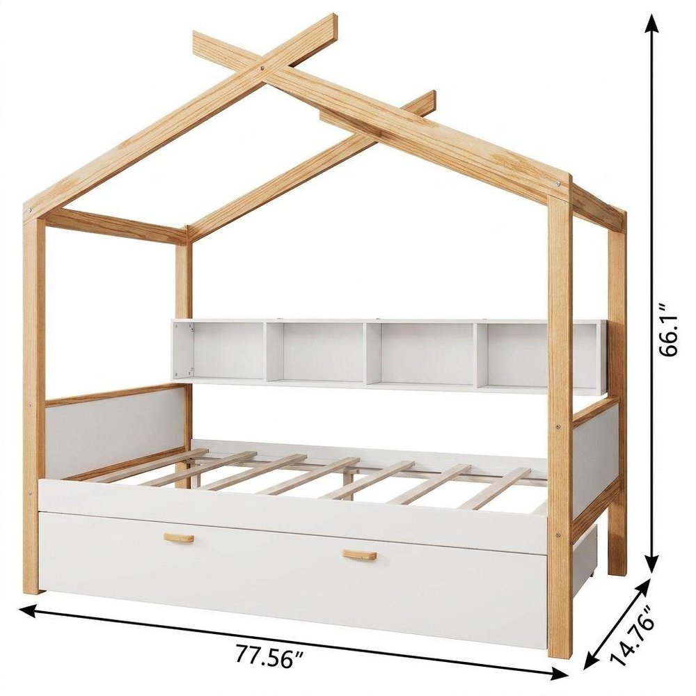 Natural Solid Wood Full House Bed